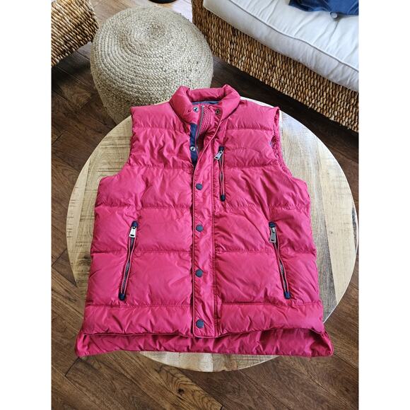 Orvis Duck Down Puffer Vest Men's M Full Zip Snap Outdoors Red Preppy - Picture 1 of 9